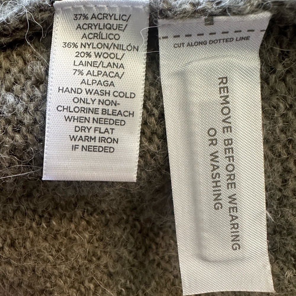 Lou & Grey Open Front Cardigan - Alpaca and Wool Blend - Green Womens Size Large - Picture 3 of 3